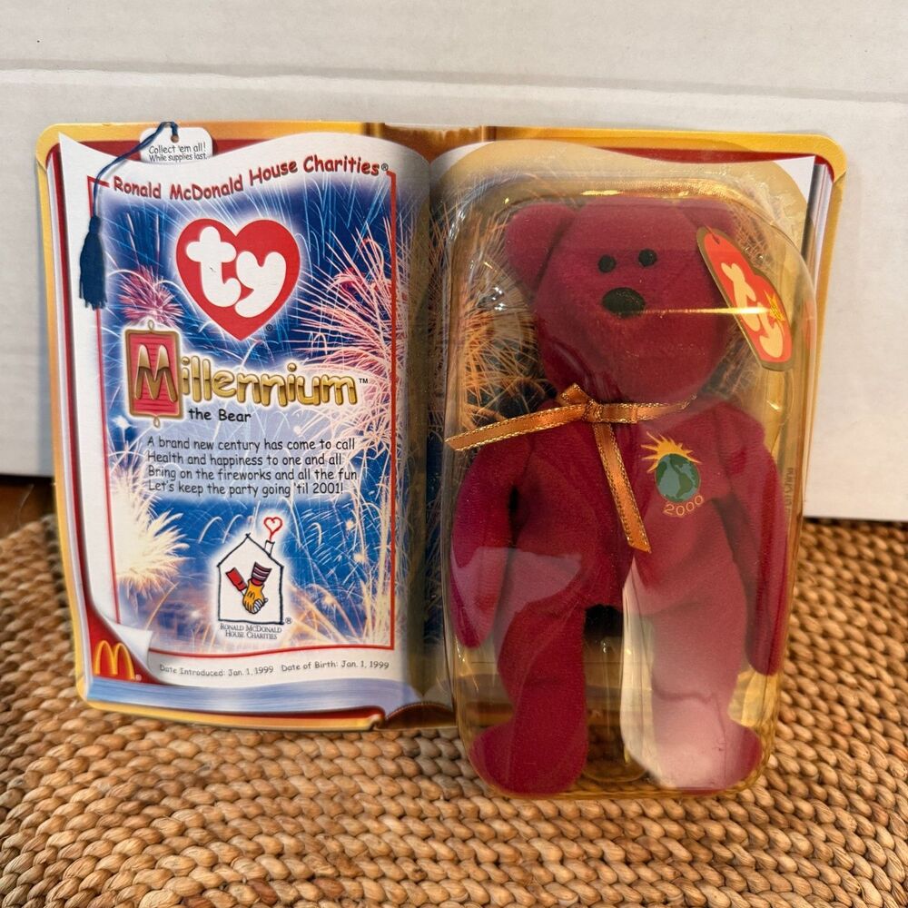 2000 TY McDonalds Millennium Bear #1 Teenie Beanie Baby RMHC NIP Sealed